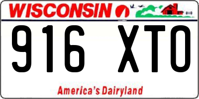 WI license plate 916XTO