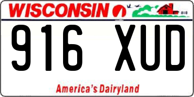 WI license plate 916XUD
