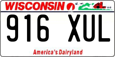 WI license plate 916XUL
