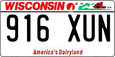 WI license plate 916XUN