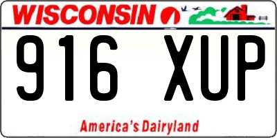 WI license plate 916XUP