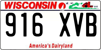 WI license plate 916XVB