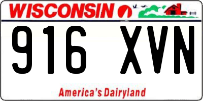 WI license plate 916XVN