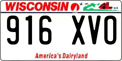 WI license plate 916XVO