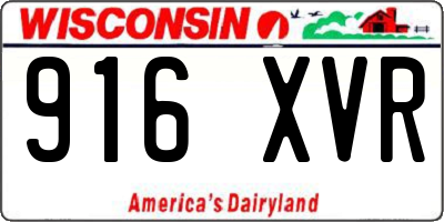 WI license plate 916XVR