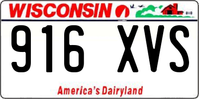 WI license plate 916XVS