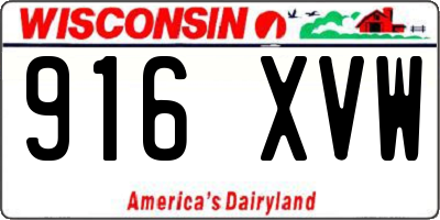 WI license plate 916XVW