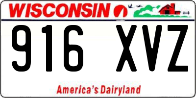WI license plate 916XVZ