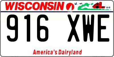 WI license plate 916XWE