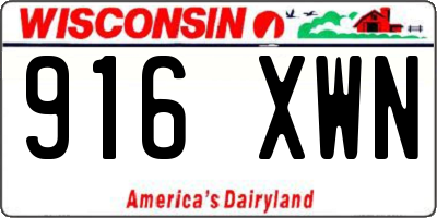 WI license plate 916XWN