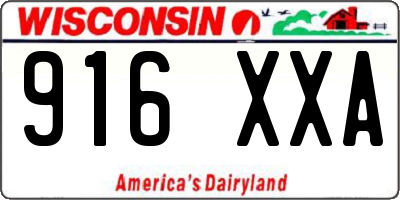 WI license plate 916XXA