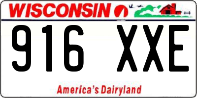 WI license plate 916XXE