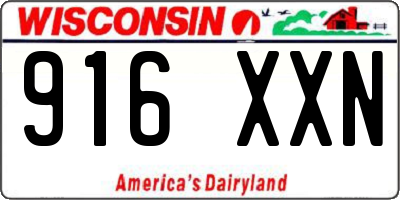 WI license plate 916XXN