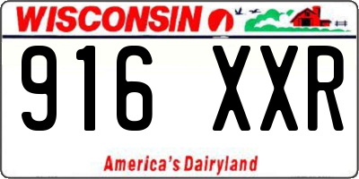 WI license plate 916XXR