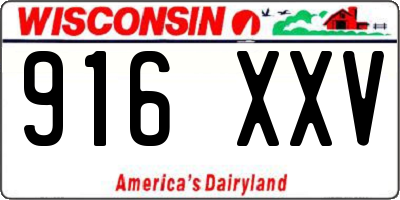 WI license plate 916XXV