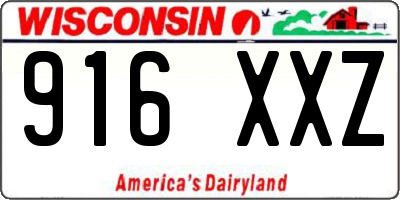 WI license plate 916XXZ