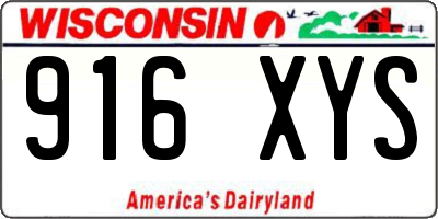 WI license plate 916XYS