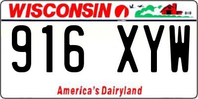 WI license plate 916XYW