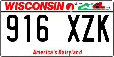WI license plate 916XZK