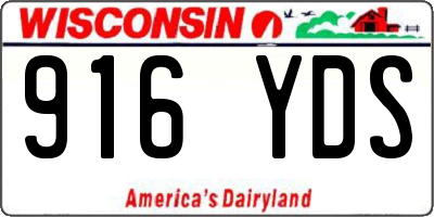 WI license plate 916YDS
