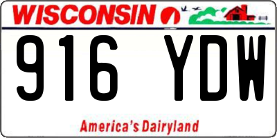 WI license plate 916YDW