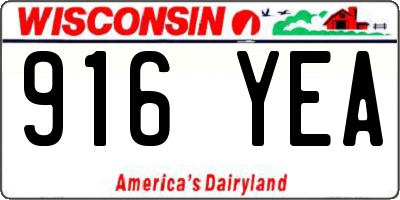 WI license plate 916YEA