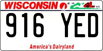 WI license plate 916YED