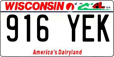 WI license plate 916YEK