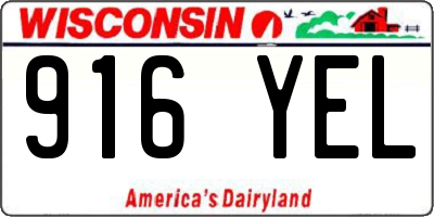 WI license plate 916YEL
