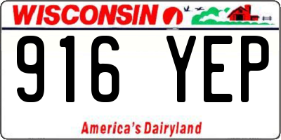 WI license plate 916YEP