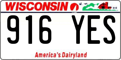 WI license plate 916YES