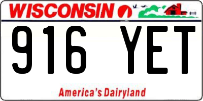 WI license plate 916YET