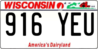 WI license plate 916YEU