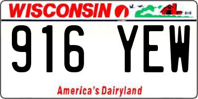 WI license plate 916YEW