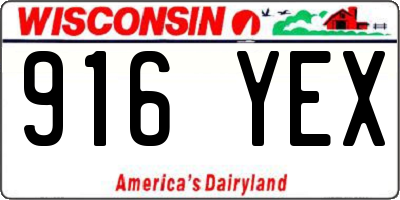 WI license plate 916YEX