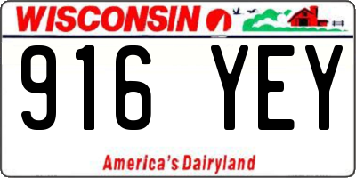 WI license plate 916YEY