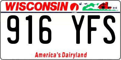 WI license plate 916YFS