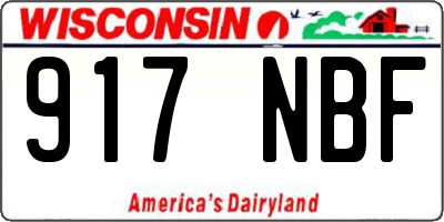 WI license plate 917NBF