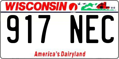 WI license plate 917NEC