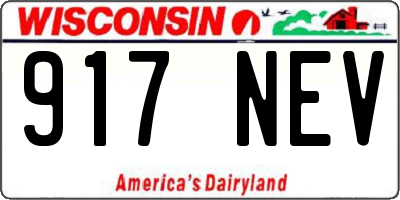 WI license plate 917NEV