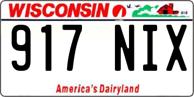 WI license plate 917NIX