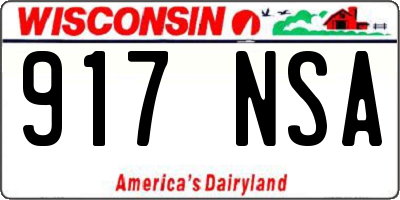 WI license plate 917NSA