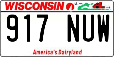 WI license plate 917NUW