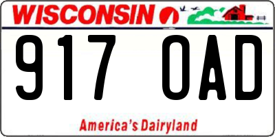 WI license plate 917OAD