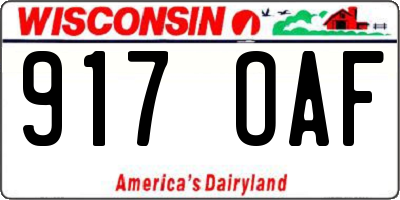 WI license plate 917OAF