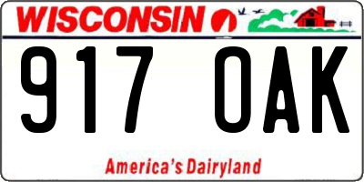 WI license plate 917OAK