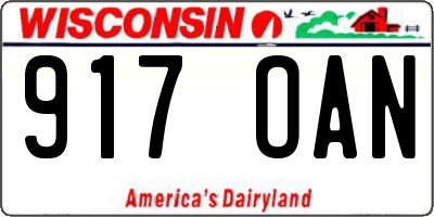WI license plate 917OAN
