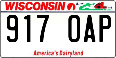 WI license plate 917OAP
