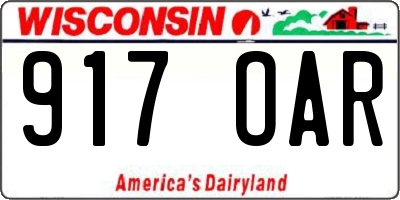 WI license plate 917OAR