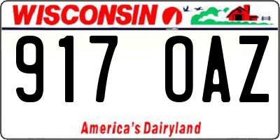 WI license plate 917OAZ